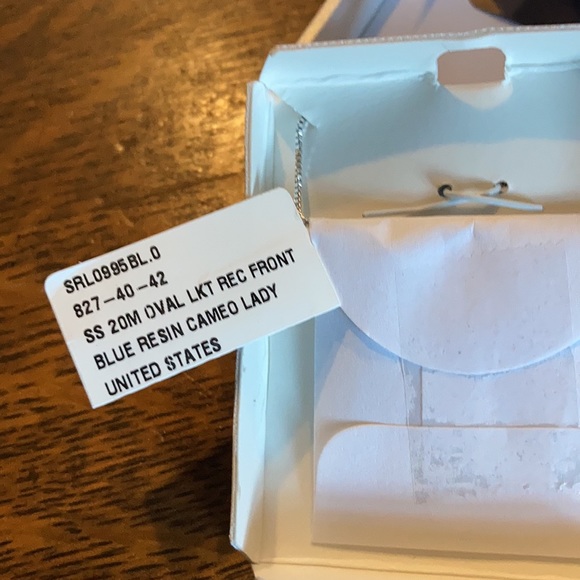 Ladies sterling silver 20M oval LKT rec front blue resin cameo lady necklace - Picture 4 of 4